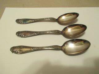 Vintage (3) Wm Rogers & Sons Aa Silverplate Isabella Grape Dinner Spoons