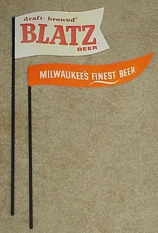 Blatz Beer Safe At Home Baseball Statue Set 2 Flags Pro Printing Shop Made Wow