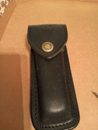 Vintage john deere Buck 110 USA folding lock blade knife with black leather case 3