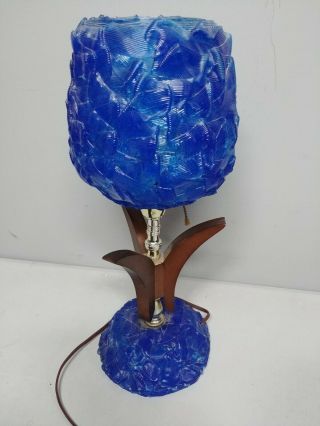 Vintage Mid Century 18  Blue Flower Tulip Lucite Acrylic Spaghetti Desk Lamp