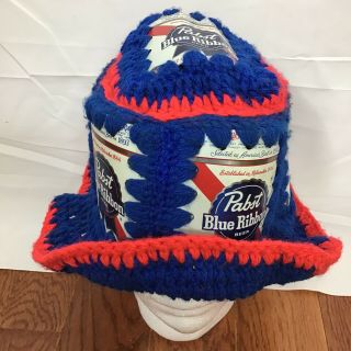 Vintage (1970’s) Pabst Blue Ribbon Beer Crochet Hat