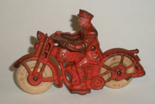 Antique Vintage Hubley Cast Iron Motorcycle Patrol Red Usa Police