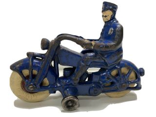 Vintage 30’s Large 7” A.  C.  Williams Cast Iron Motorcycle Toy