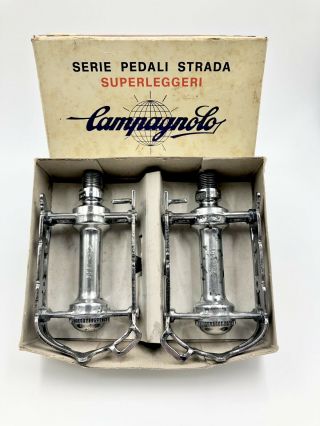 Campagnolo 1037 Record Strada Quill Road Pedals For Toe Clips W/ Box Vintage