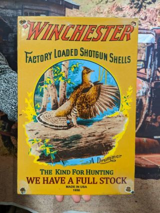 Old Vintage Dated 1958 Winchester Ranger Shotshell Ammo Shells Porcelain Sign