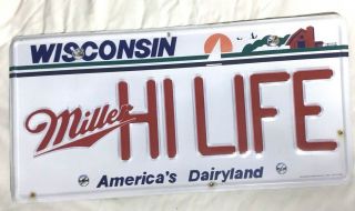 Miller High Life License Plate Beer Bar Sign.  Wi " America 