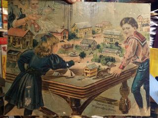 Antique Pretty Village Cardboard Playset 1897 Mcloughlin Bros.  N.  Y.