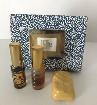 Vintage Estee Lauder Azuree Sunshine Trio Perfume Spray,  Guest Soap