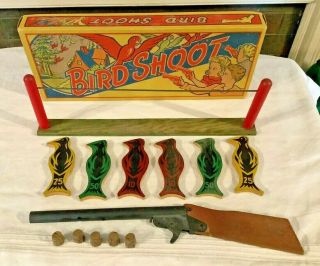 Bird Shoot Daisy Cork Gun Target Shooting Gallery Toy Pop Rifle Vintage 3