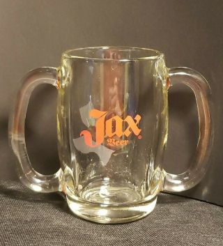 1950s Louisiana Orleans Jax Beer Thick Glass Double Handle Mug.  Collectible