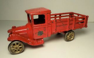Arcade Cast Iron Red Model T Stake Truck 7 "
