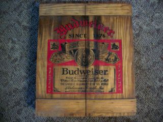 Vintage Budweiser Wooden Wall Cabinet Curio Case W/shelves