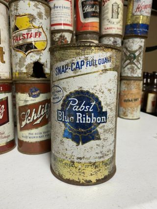 Pabst Blue Ribbon Quart Snap Cap Cone Top Instructional Beer Can