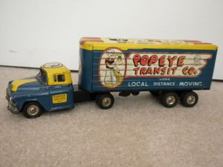 Popeye Transit.  Popeye Movers Tin Truck Vintage Linemar Marx