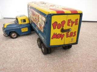 Popeye Transit.  Popeye Movers Tin Truck Vintage Linemar Marx 4