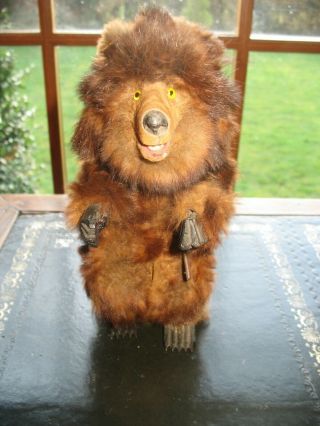 Antique Automaton Bear Roullet Et Decamps 1910 Wind Up Walking Grizzly Tin Toy