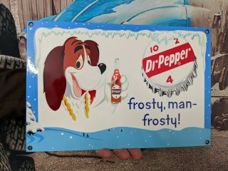 Old Vintage Dr.  Pepper Soda Pop Porcelain Gas Pump Heavy Metal Sign Coke Pepsi