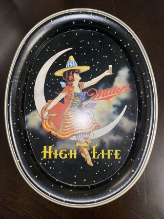 Vintage 1989 Miller High Life Beer Tray Legend of Miller Girl on Moon Beer Tray 2