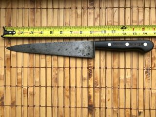 Vintage Dexter 9 " Carbon Steel Chef Knife With Wood Handle Usa