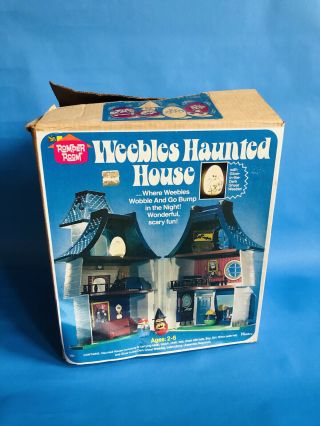 Vintage Weebles Haunted House W/ Box Figures Furniture Halloween 1976