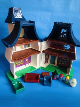 Vintage Weebles Haunted House w/ Box Figures Furniture Halloween 1976 2