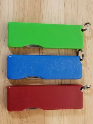 3 Victorinox Tomo Classic Swiss Army Knives - Green Apple,  Capri - Blue & Red 2