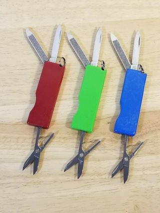 3 Victorinox Tomo Classic Swiss Army Knives - Green Apple,  Capri - Blue & Red 3