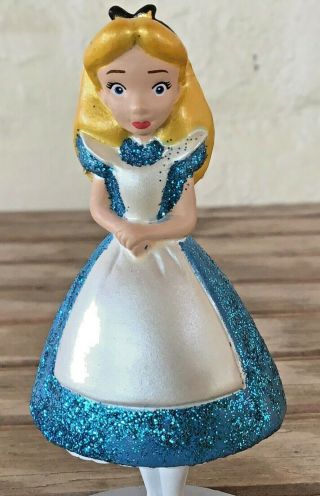 Disney Alice In Wonderland Pvc Figure With Glitter Blue Dress Cake Topper 3 1/2 "