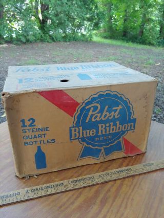 Vintage Pabst Blue Ribbon Beer 24 Bottle Cardboard Beer Case 1965