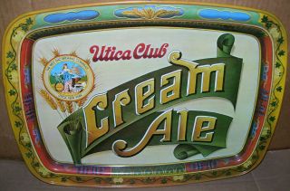 Vintage Utica Club Cream Ale West End Brewing Co.  Utica Ny Tin Serving Tray