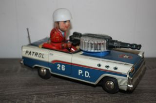 Tn Nomura Toys Police Patrol Battery Operated Tin Litho Toy Made In Japan