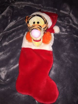 Disney Character Tigger Christmas Stocking Plush Stuffed Head Santa Hat 20 "