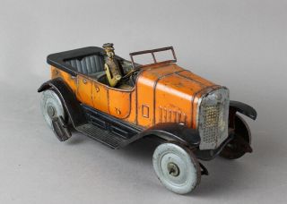 1920s Charles Rossignol French Tin Coupe With Driver Wind Up Auto Scarce