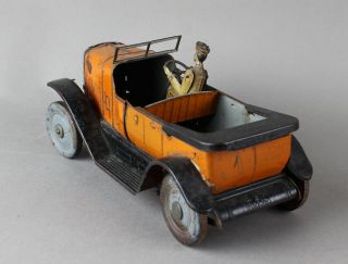 1920s Charles Rossignol French Tin Coupe with Driver Wind up Auto Scarce 3