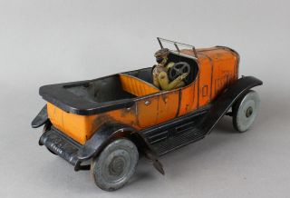1920s Charles Rossignol French Tin Coupe with Driver Wind up Auto Scarce 4