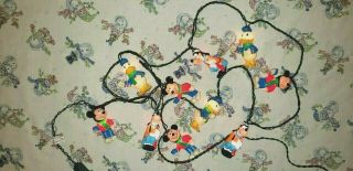 Vtg Disney Mickey Mouse And Friends Christmas Tree Light String Set 10 In Set