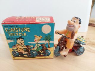 Marx Fred Flintstone Tricycle W/ Box Wind Up Toy Hanna - Barbera Production