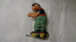 1950s Marx Linemar Tin Wind Up Kfs Roller Skating Popeye The Sailor Man