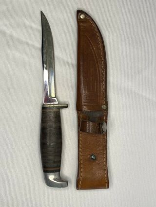 Vintage Case Xx Usa Fixed Blade Hunting Knife With Leather Sheath Also Case Xx