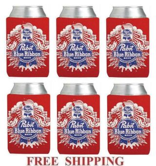 Pabst Blue Ribbon 6 Pbr 12oz Beer Can Wrap Coolers Koozie Coolie Huggie