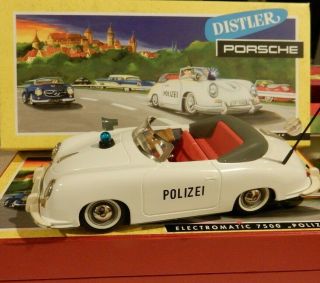 Distler Electromatic 7500 Porsche 356a Cabriolet Polizei Tinplate Electric W Box