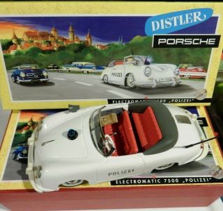 Distler Electromatic 7500 Porsche 356A Cabriolet Polizei Tinplate Electric w Box 4