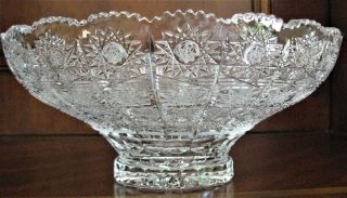 Bohemian Czech Vintage Crystal 8 " Round Bowl Hand Cut Queen Lace 24 Lead Glass