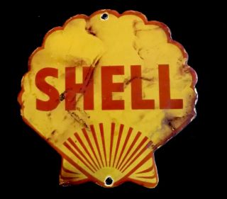 Vintage 1950’s Shell Porcelain Sign Car Truck Oil Gas Gasoline