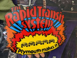Old Vintage Plymouth Rapid Transport System Porcelain Gas Station Metal Sign