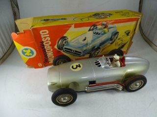 Vintage Western Germany Jnf Mercedes Monoposto Tin Model Friction Car Toy W/box