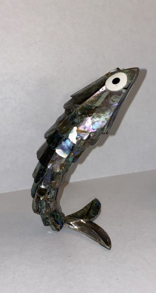 Vintage Taxco Abalone Shell Fish Bottle Opener Articulated 8 " Mexico Mcm