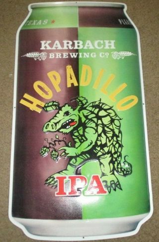 Karbach Brewing Texas Hopadillo Can Metal Tacker Sign Craft Beer Brewery