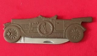 Vintage Studebaker Folding Pocket Knife Brass Body Stainless Blade Taiwan