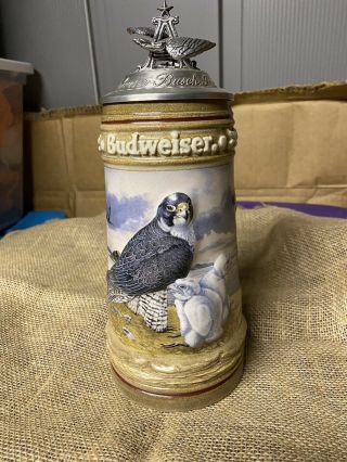 Anheuser - Busch Budweiser Stein Birds Of Prey Peregrine Falcon 1992 Germany